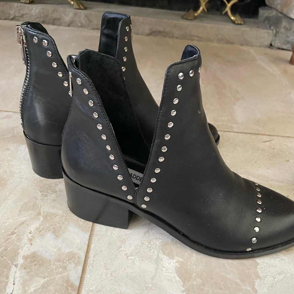 Steve Madden Black Ankle Boots with Silver Studs